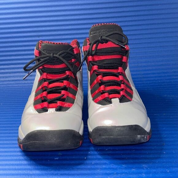 Size 7Y- GS Air Jordan 10 Retro Shoes Wolf Grey/Black-Red 487211-009 - Picture 3 of 8